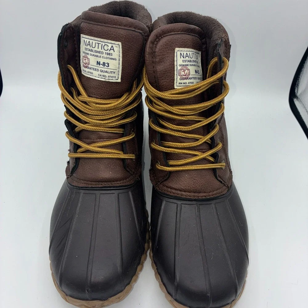 Nautica Channing Men's Duck Boots Size 11 Brown Black Waterproof Winter Boots